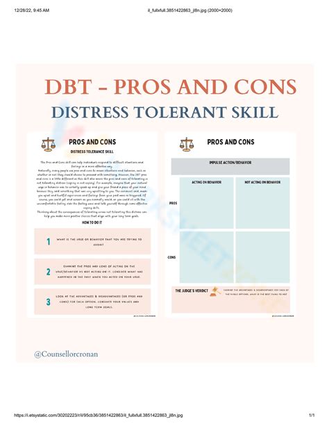 Free Collection Of Dbt Pros And Cons Worksheets For Students