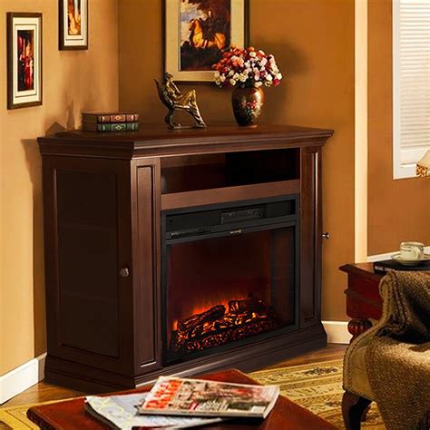 Xtremepowerus Electric Portable Fireplace With Tv Stand Corner