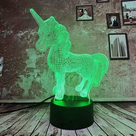 New Dropship Cute Unicorn 3d Led Lamp Night Light Remote Touch 7 Auto