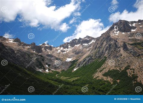 Green Valley With Snow On The Peaks Stock Photo Image Of Relax Path