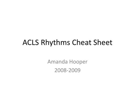 Ppt Acls Rhythms Cheat Sheet Powerpoint Presentation Free Download