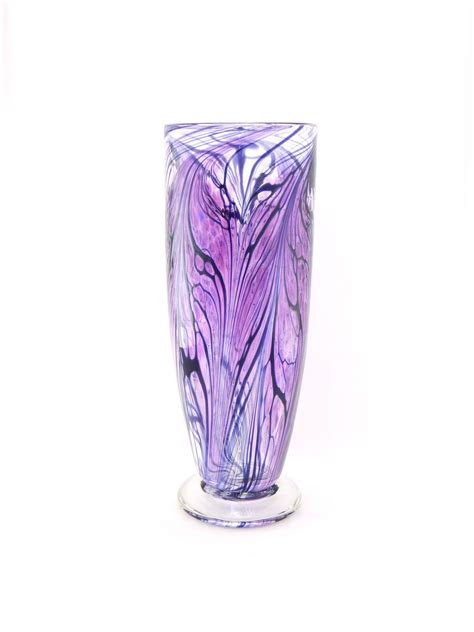 Hand Blown Art Glass Vase Amethyst Purple And Black Etsy Art Glass Vase Glass Art Purple Vase