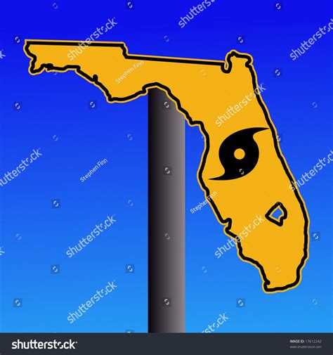 The national hurricane center said the warning, issued late wednesday, was in effect for the area along the gulf coast from the suwannee river west to mexico beach in the florida panhandle. Florida Warning Sign With Hurricane Symbol On Blue Illustration - 17612242 : Shutterstock