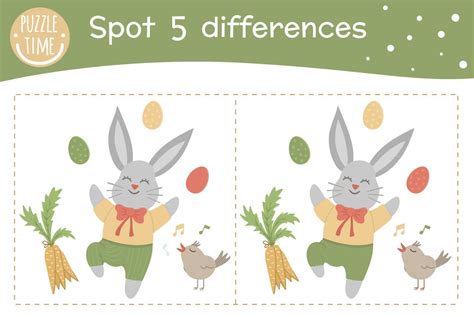 Easter Find Differences Game For Children Spring Holiday Festive