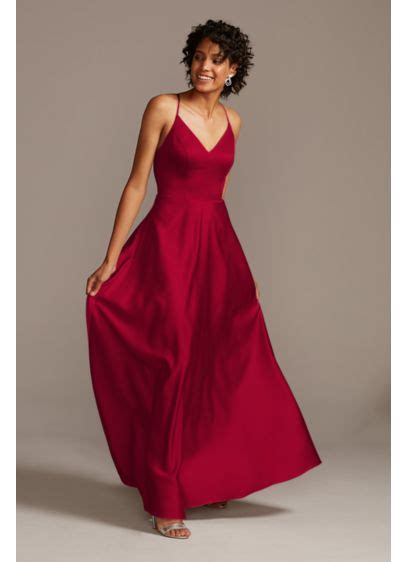 Great savings & free delivery / collection on many items. Spaghetti Strap Satin A-Line Tall Bridesmaid Dress | David ...