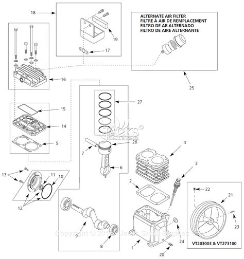 Campbell Hausfeld VT470000 Parts Diagram For Pump Parts