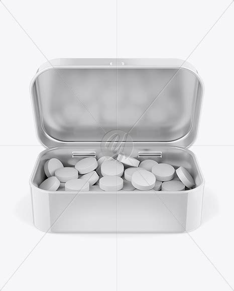 Opened Glossy Tin Box With Candies Mockup - Front View ...