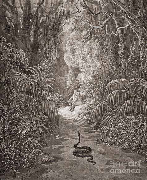 Adam And Eve Illustration From Paradise Lost By John Milton Drawing By