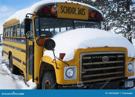 School Bus Covered In Snow Editorial Photo Image Of White 140744401