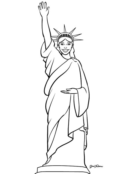 Cute kawaii statue of liberty vector cartoon illustration layered vector eps10 and high resolution jpg Statue Of Liberty Coloring Page - Coloring Home