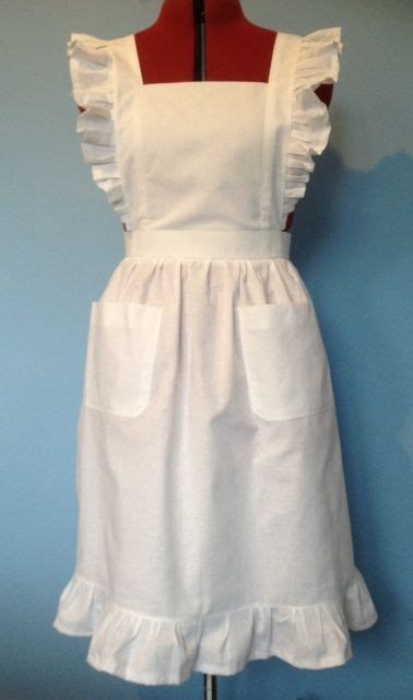 vintage style full apron plain white cotton vintage fashion style fashion