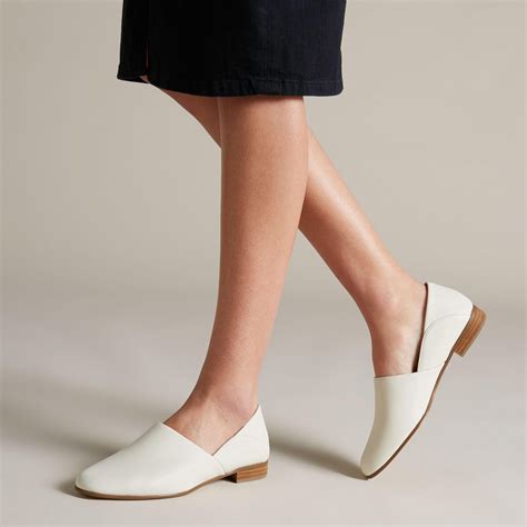 Womens Clarks Pure Tone Loafer In White Office Shoes Women Leather