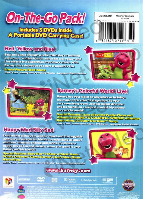 Barney On The Go Pack Three Disc Edition Boxset On Dvd Movie