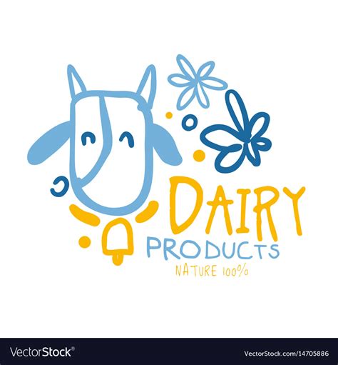 Dairy Products Logo Symbol Colorful Hand Drawn Vector Image