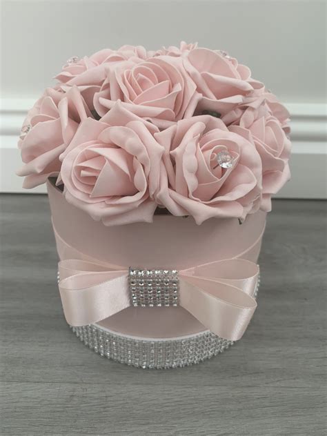 Buy flowers online from melbourne cbd florist. Artificial Flower Hat Box Pink Diamante