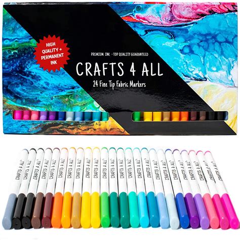 Fabric Markers Pens Permanent 24 Colors Fabric Paint Art Markers Set