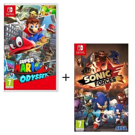 Pack De 2 Jeux Nintendo Switch Super Mario Odyssey Sonic Forces