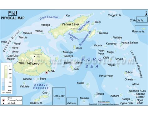 Buy Fiji Islands Physical Map