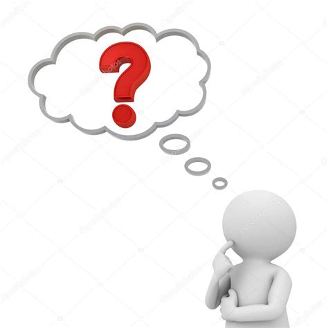 Man Thinking Red Question Mark Thought Bubble White Background