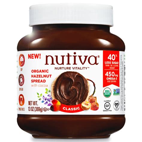 Organic Hazelnut Spread With Cocoa Classic 13 Oz Nutivia Vegan