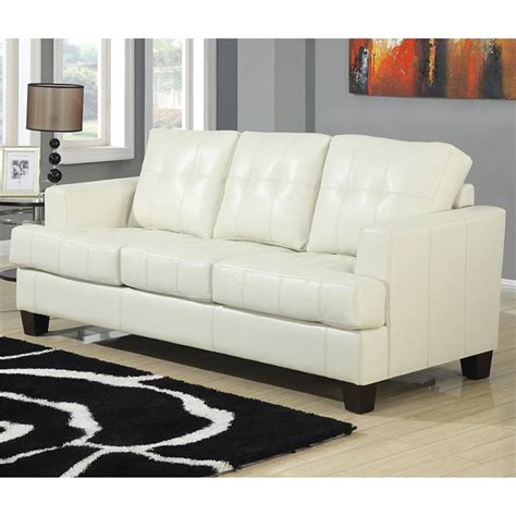 Faux Leather Sectional Sofa Cream White Baci Living Room