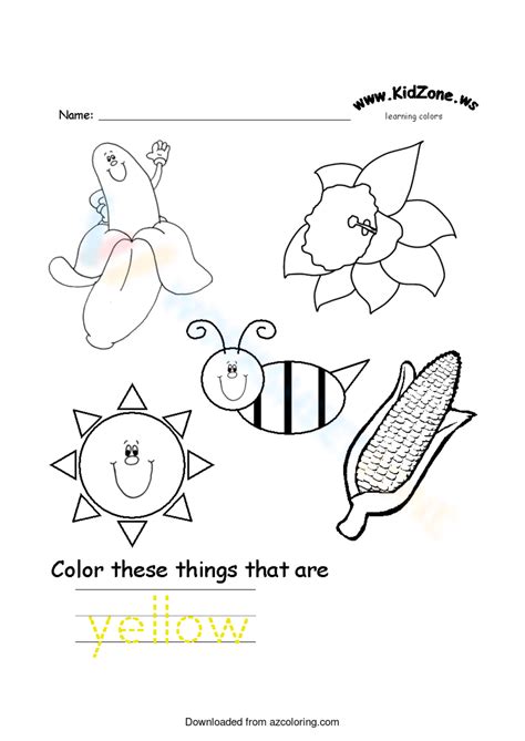 Free Printable Color Yellow Worksheets For Kids