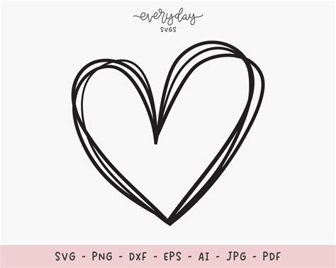 Hand Drawn Heart Svg Scribble Heart Svg Pod Design Love Svg Etsy