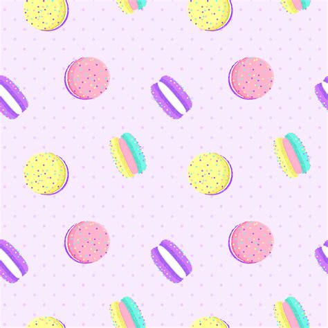 Macaron Seamless Pattern With Dot Background Vector Illustration