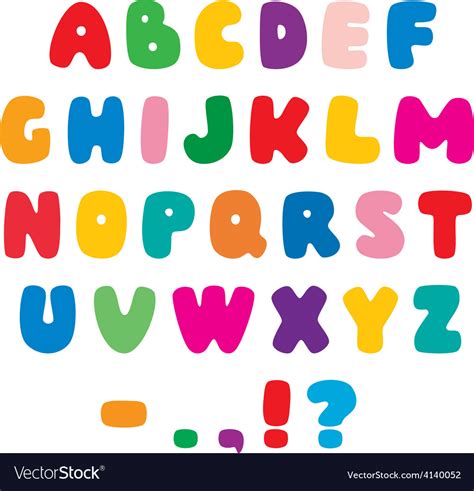 Color Flat Artistic Alphabet Font Royalty Free Vector Image