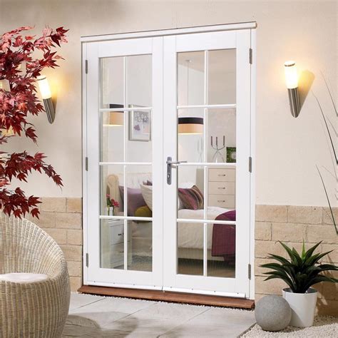 Nuvu 8 Pane Exterior White French Door And Frame Set Fully Decorated