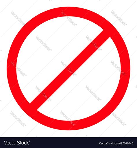 Prohibition No Symbol Red Round Stop Warning Sign Vector Image