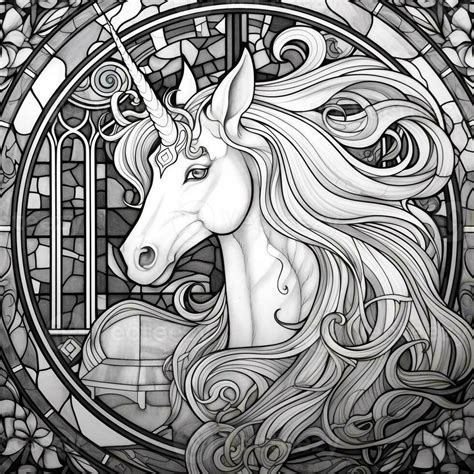Stained Glass Unicorn Coloring Pages 26957913 Stock Photo At Vecteezy