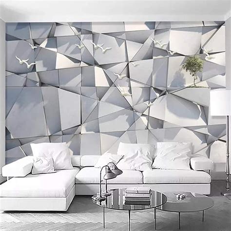 Custom 4d Mural Wallpapermodern Simple Abstract Stereo Geometry Flying