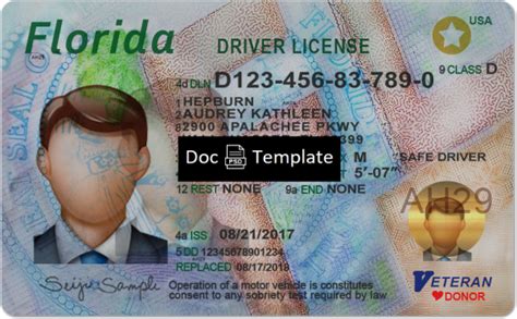 Us Florida Driver License Template Psd Psd Templates