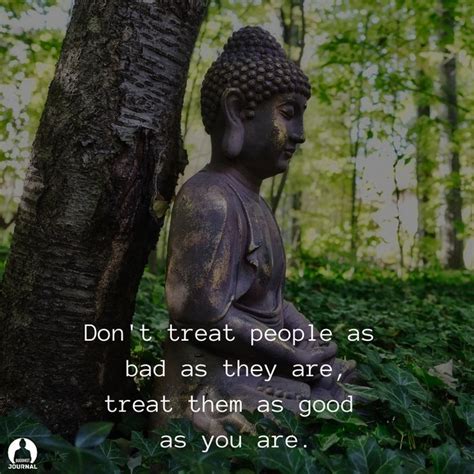 A Buddha Statue Sitting Next To A Tree With A Quote About Dont Treat