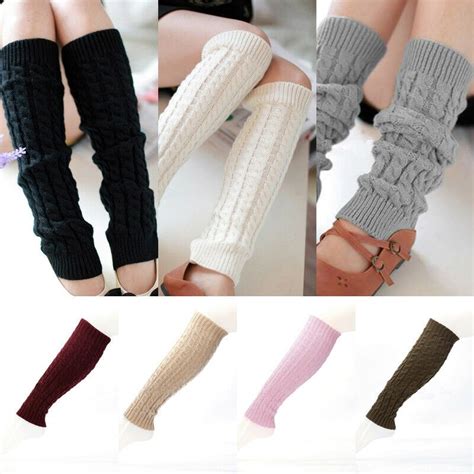 hot sale fashion leg warmers women solid warm knee high winter knit solid crochet leg warmer