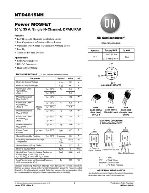 Datasheet Ntd4815nh On Semiconductor Preview And Download