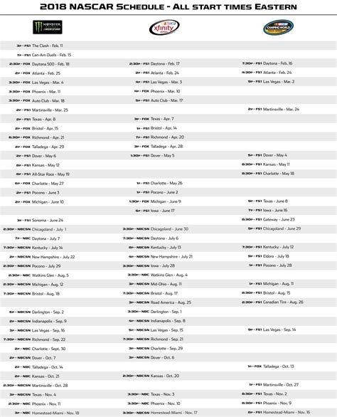 Printable Nascar 2022 Tv Schedule