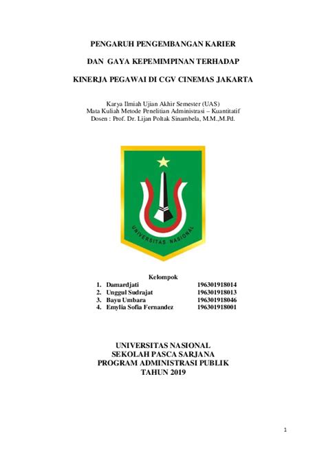 Pelaksanaan penyusunan dan pengembangan kebijakan teknis perencanaan dan program kerja pada bidang pendidikan, pelatihan, perencanaan, dan pengembangan pegawai. (PDF) PENGARUH PENGEMBANGAN KARIER DAN GAYA KEPEMIMPINAN ...