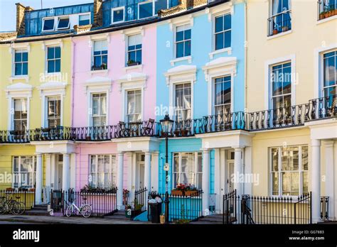 Colourful English Terraced Houses In Primrose Hill London Uk Stock