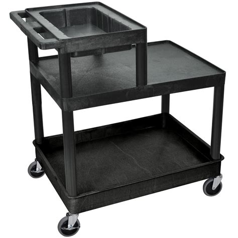 Luxor H Wilson Lpt42 Three Shelf Tiered Utility Cart With Work Top