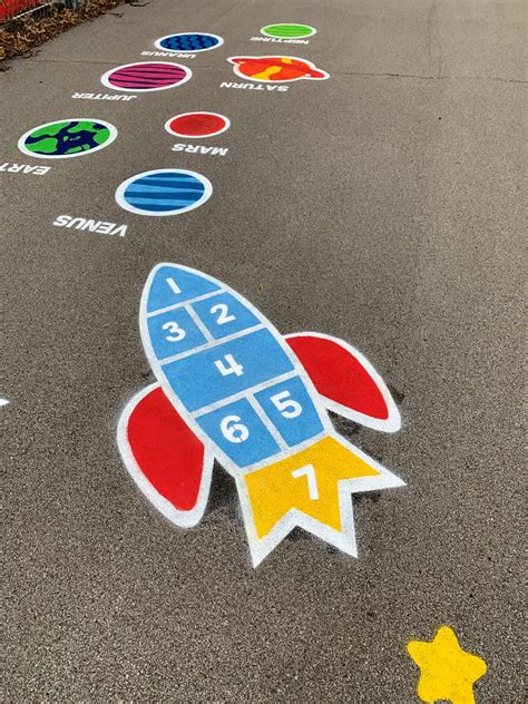 Countdown Rocketship Outdoor Sensory Path™ Playground Stencil The