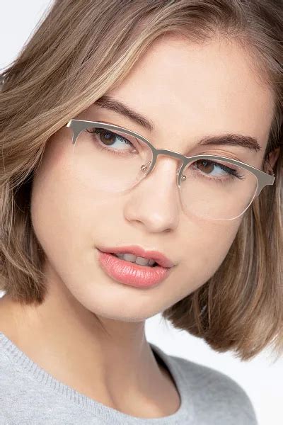 Hemisphere Square Rose Gold Semi Rimless Eyeglasses Eyebuydirect Eyeglasses Eyeglasses