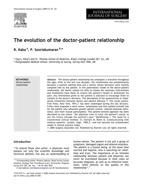 The Evolution Of The Doctor Patient Relationship Physician Patient