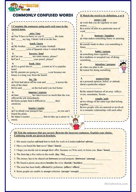 Commonly Confused Words English Esl Worksheets For Distance Learning