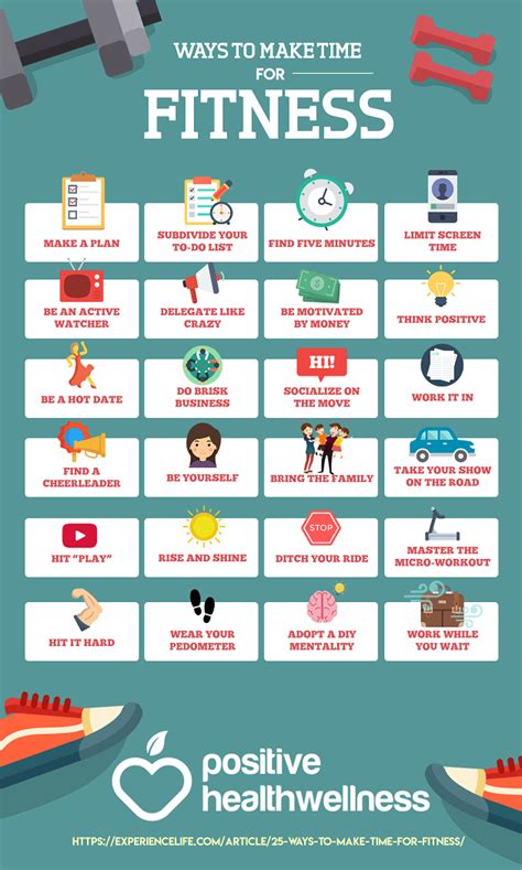 25 Ways To Make Time For Fitness Positive Health Wellness Infographic