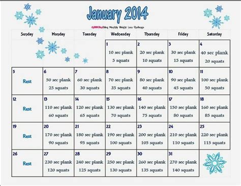 January 2014 Fitness Challenge Easy Way To Ease Into Exercising In The