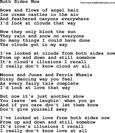 Willie Nelson Song Both Sides Now Lyrics