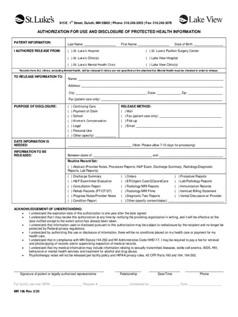 2020 2024 Form St Lukes Hospital Mr 19b Fill Online Printable
