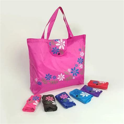 Custom Made Bulk Eco Friendly Polyester Folding Reusable Shopping Bags